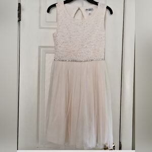 Speechless Cream Beaded Kids Dress